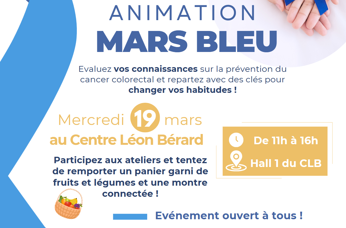 Retrouvez-nous le 19 mars 2025 de 11h à 16h au Centre Léon Bérard et participez à des ateliers autour du cancer colorectal